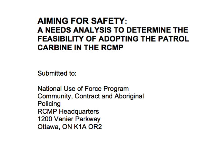 Canada RCMP Police AR-15 Rifle Patrol Carbine Report