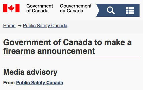 Canada Government Firearms Announcement