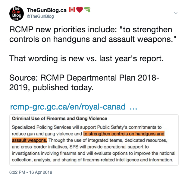 RCMP Priorities Tweet