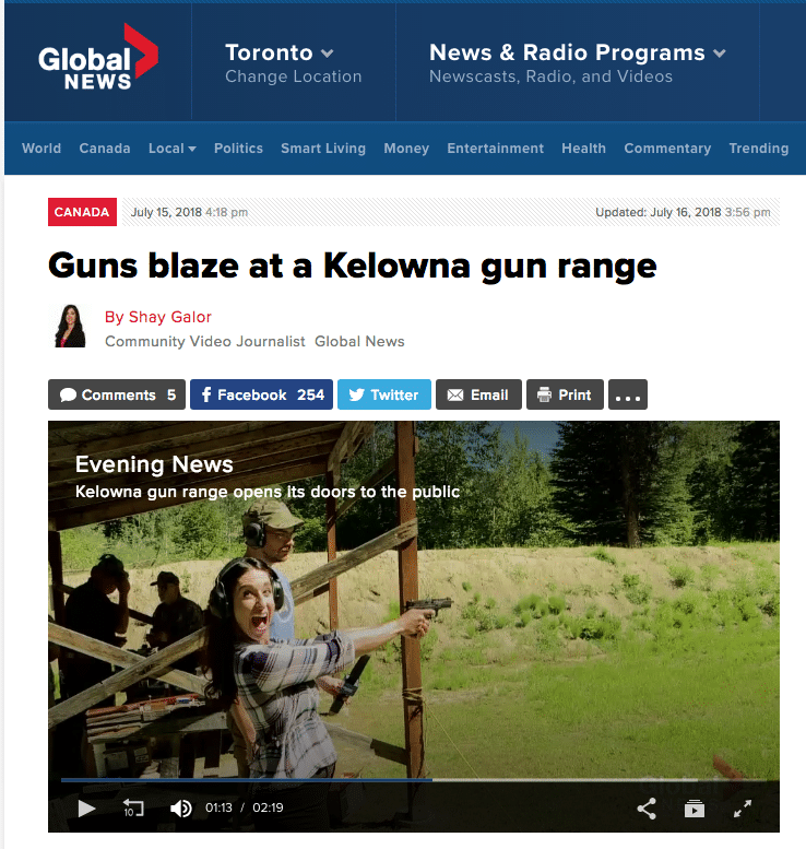 Global News Guns Blaze at Kelowna Gun Range