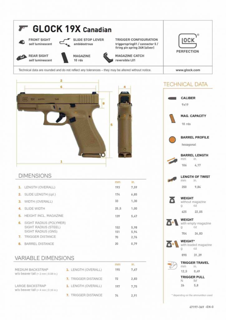 Glock 19X Canadian