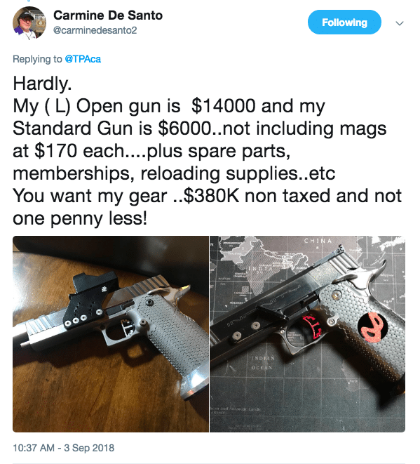 Carmine de Santo Tweet on Handgun Value