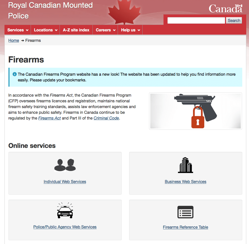 RCMP Redesigns Canadian Firearms Program Website