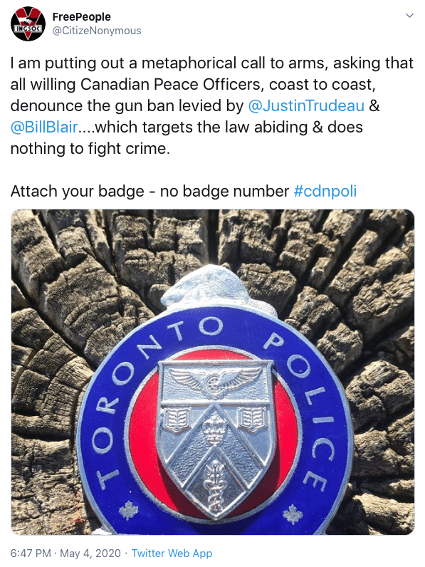Police on Twitter Start to Protest Liberal Confiscation Order