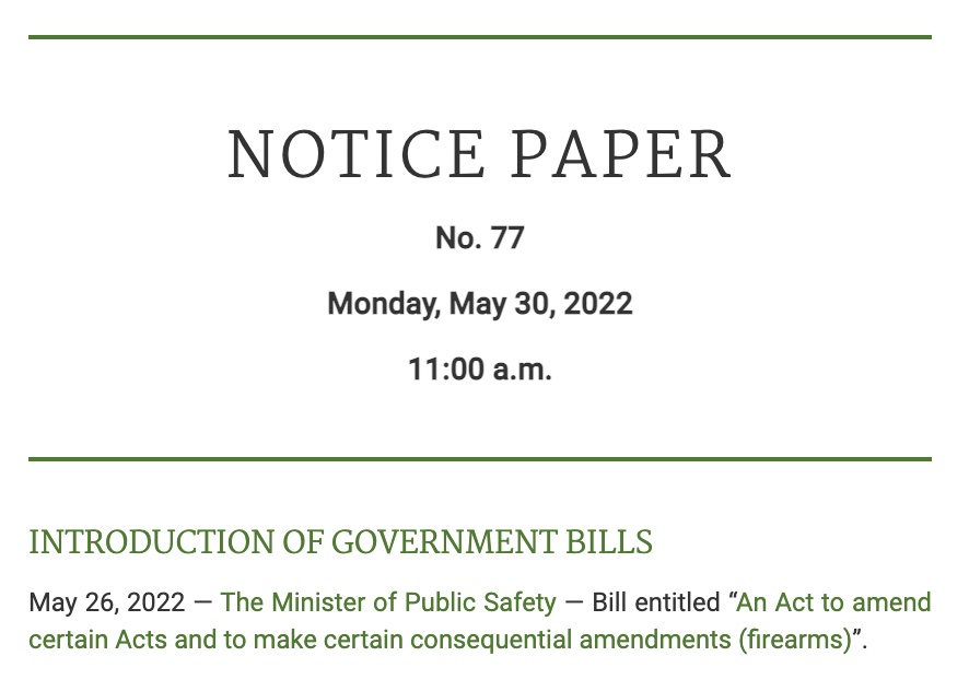 Screenshot of House of Commons Notice Paper for Monday 30 May 2022. Source: House of Commons