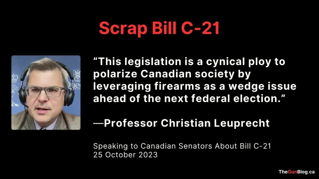 Christian Leuprecht speaking to Canadian Senators about Bill C-21 on 25 October 2023