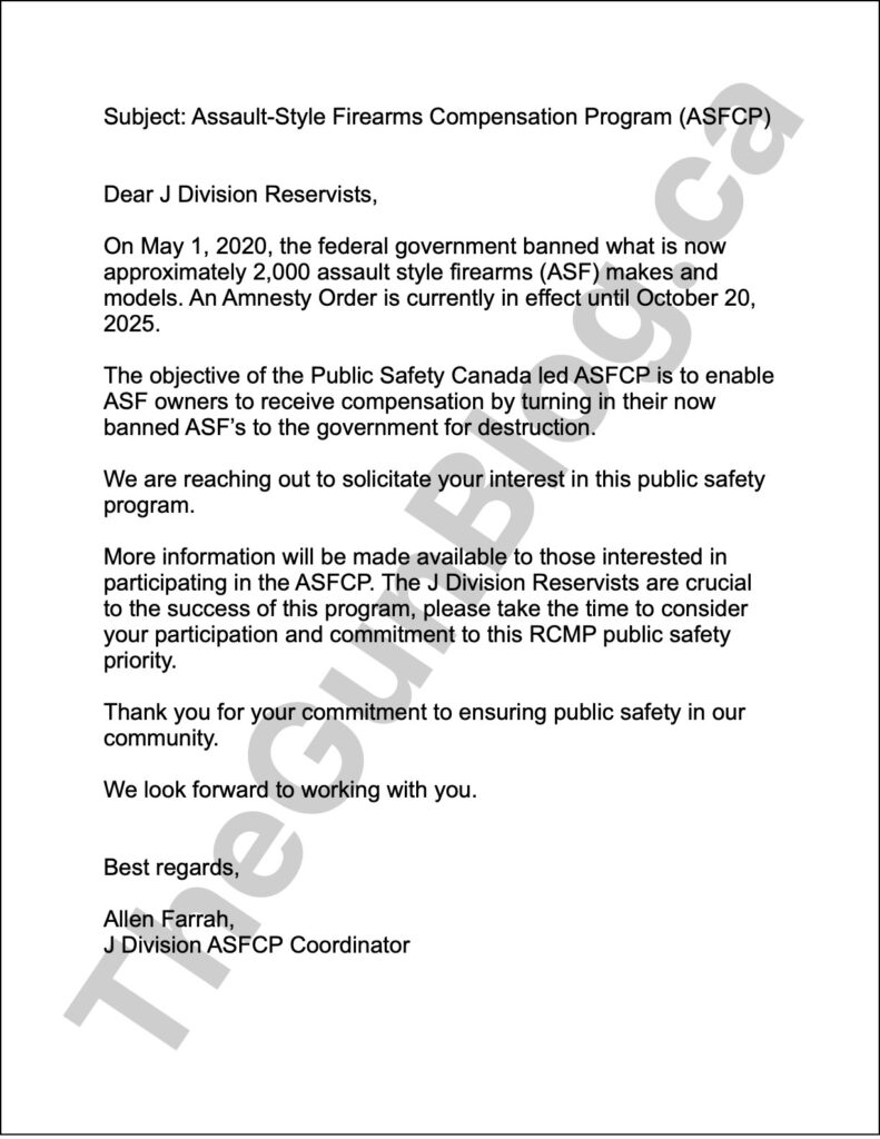 Rcmp Reserve Letter To J Division English